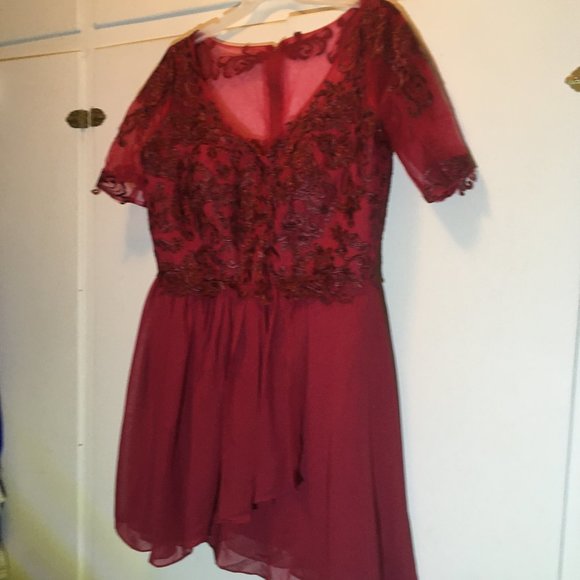 Gorgeous Fit and Flair Short Burgundy Dress - Picture 3 of 15